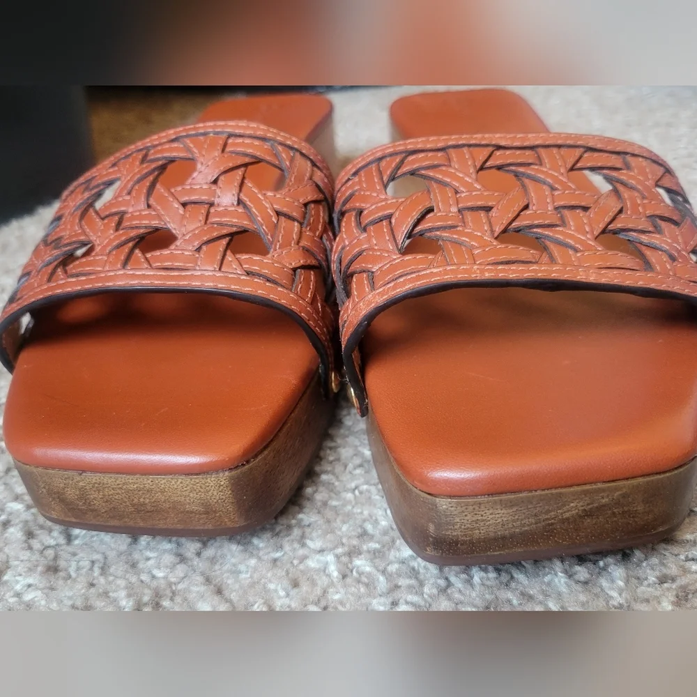 Tory Burch Women's Orange Woven Slide Sandals
